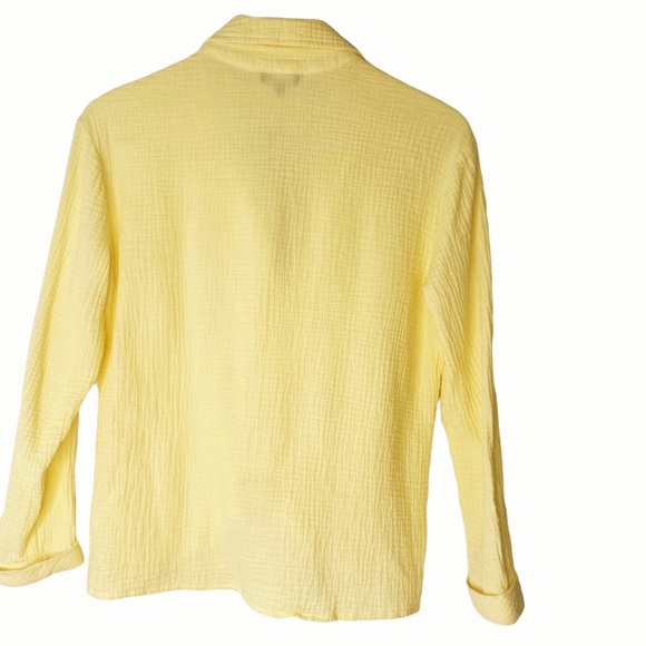 NWT 1. State Gauze Button Down Front Tie Butter Yellow Crop Small - Picture 7 of 7